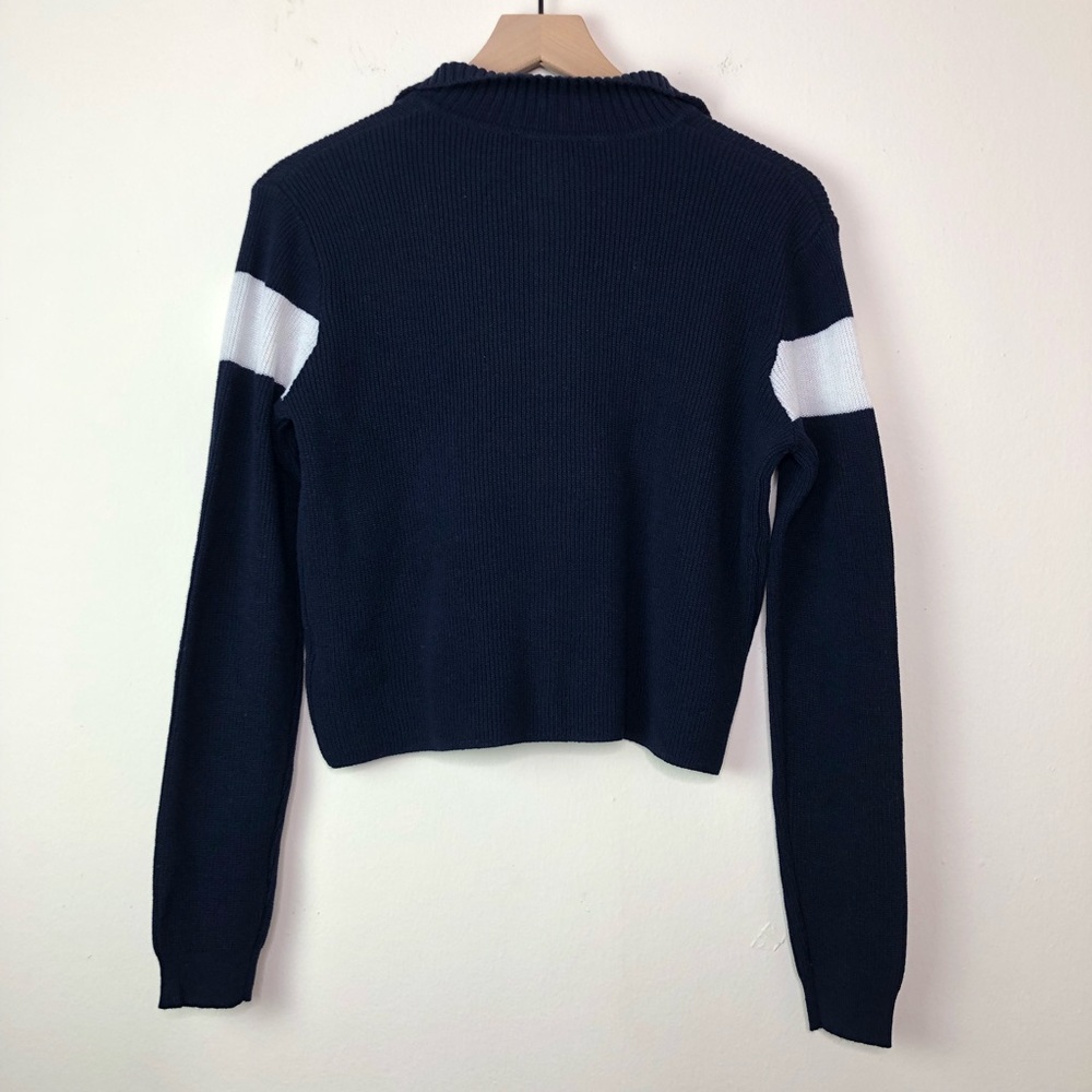 Brandy Melville Quarter Zip Mock Neck Blue Sweater - Picture 5 of 7
